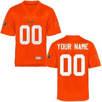 Mens Miami Hurricanes Customized Football Name & Number Jersey - 2015 Orange